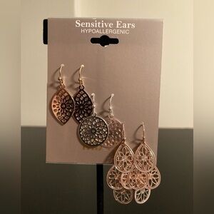Mixit set of three golden and silver earrings